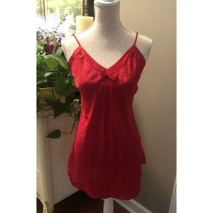 Morgan Taylor Intimates Babydoll Sleeveless Red  Satin Look Women's Small